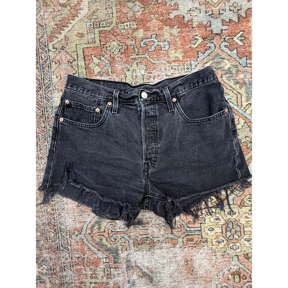 Levi's Pants - Levis 501 Original High Waisted Black Denim Cut Off Shorts Size 31